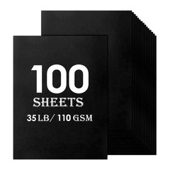 100 Sheets Black Construction Paper Bulk 8.5×11 Inch 30lb/110gsm Cardstock