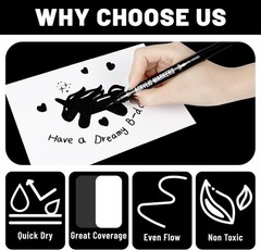 Black and White Acrylic Paint Markers, 12 Pack Dual Tip with Fine Tip and Bru…