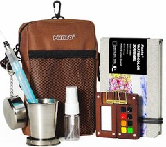 All-in-One Walnut Wood Watercolor Set 8-Color Travel Kit with Bag