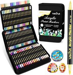 120 Colors Acrylic Paint Markers – Dual Tip Brush & Fine Fabric Paint Pens for R