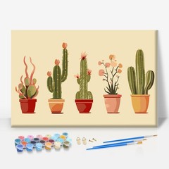 Framed Paint by Numbers Kit for Adults Beginner & Kids Ages 10-13, Cactus Easy P
