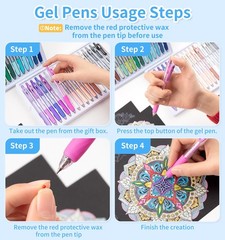 Gel Pens For Coloring 36 Colors Retractable 0.7mm Fine Point Pen Set