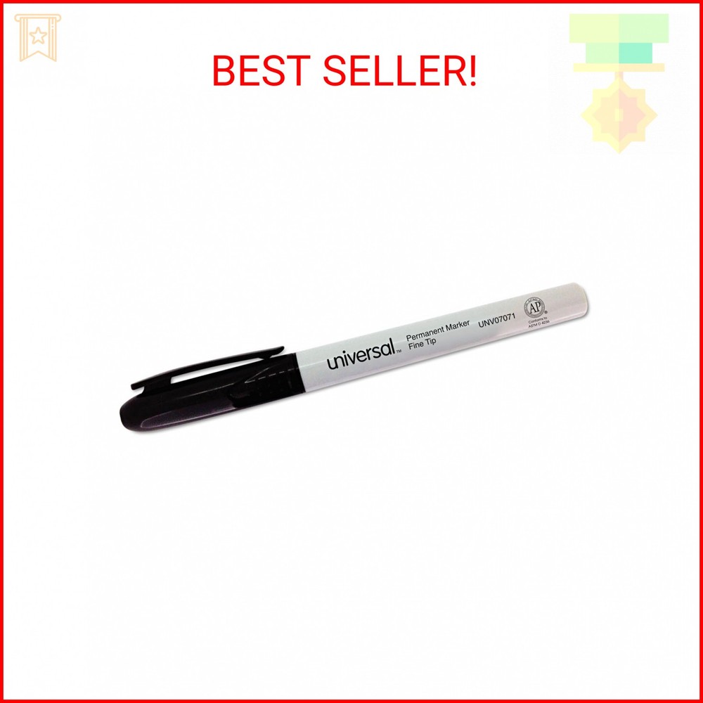 Universal 7071 Pen Style Permanent Markers, Fine Point, Black, Dozen