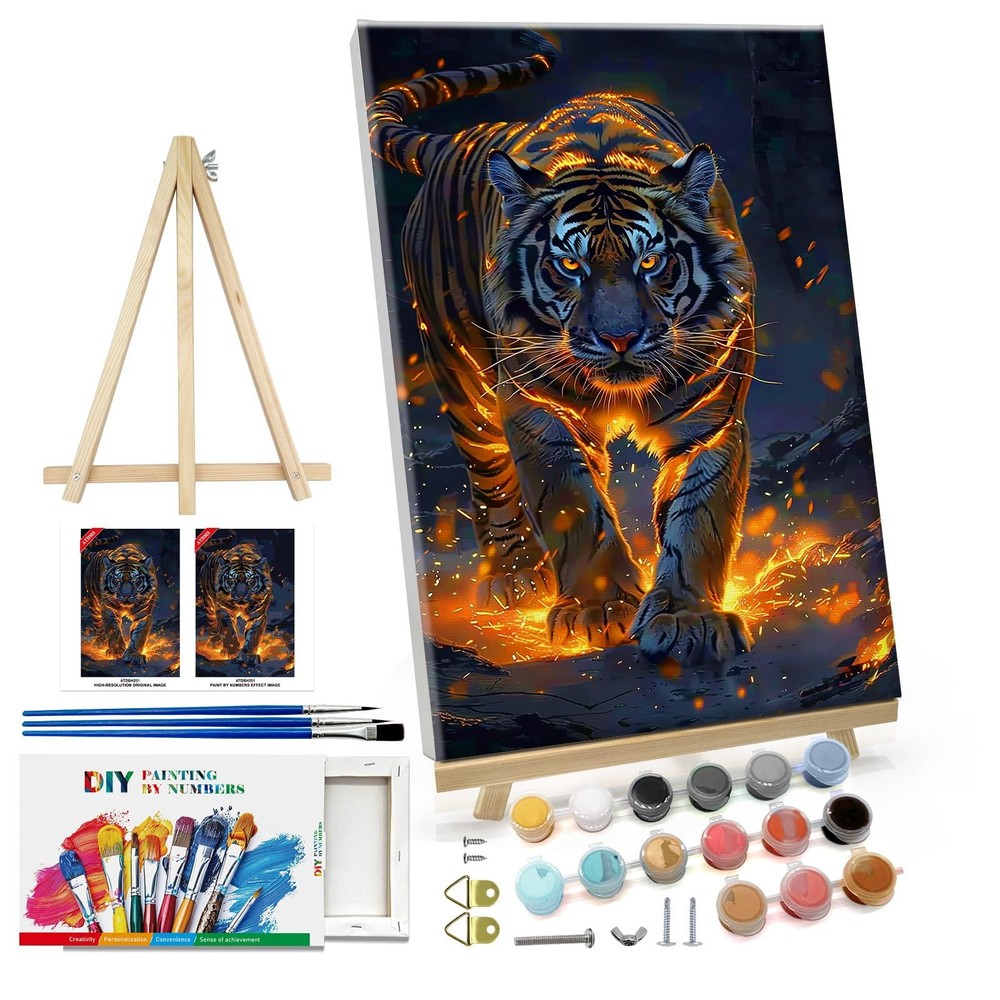 ATDMS Paint by Numbers Kit 7.87 inches x 11.81 x 0.67 inches, Tiger 51