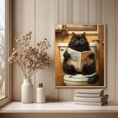 Cat Paint by Numbers Kit for Adults Beginners, Bathroom Paint by Numbers, Adult