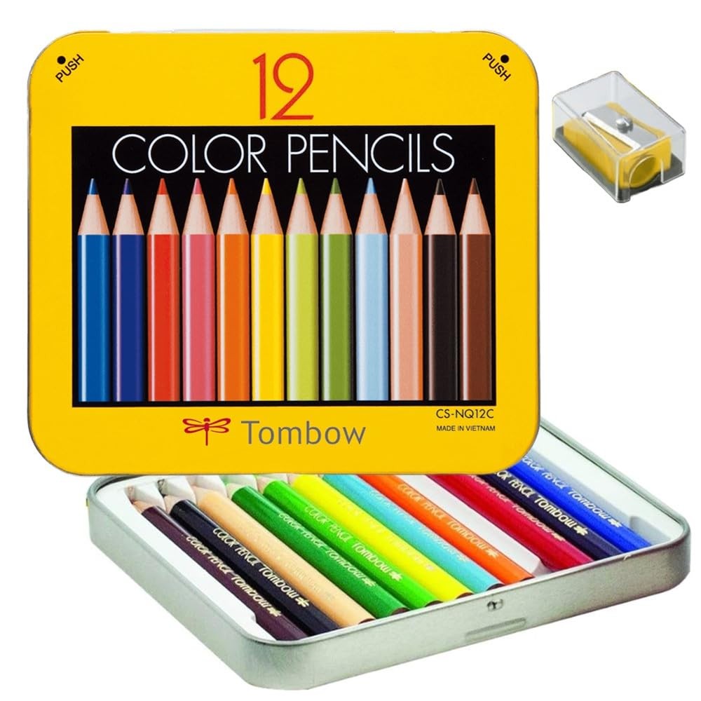 Mini Colored Pencil Set In Metal Tin Assorted Colors Drawing Kit 12 Pack