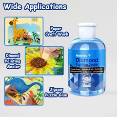 Diamond Art Glue Painting Sealer with 3 Brushes, 2 Packs 8oz 5D Diamond Art Perm