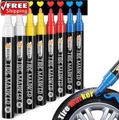 Tire Marker White Red Yellow Blue – 8 Pack Paint Pens for Car Tires Lettering, P