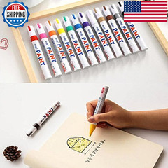 Bemlp Waterproof Metallic Paint Marker Pens Fluorescence Colors Tire Black