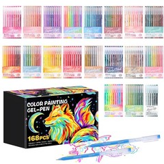 Acrylicaura 168 Color Gel Pens 0.6 Mm Fine Tip Gel Pens For Coloring Portable