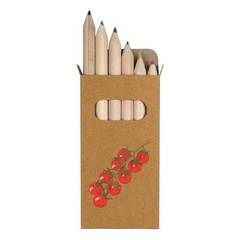 6 x ‘Vine Tomatoes’ Short 85mm Pencils / Coloured Pencil Set (PE00076812)