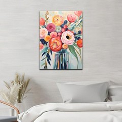Framed Paint by Numbers for Adults Beginner, Colorful Flowers Acrylic Easy Paint