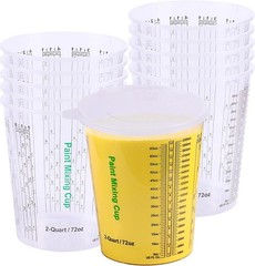 Paint Mixing Cups, Pack of 12 Cups with 3 Lids, 72-fl oz, Solvent Resistant, Reu