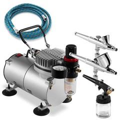 Dual Action Airbrush Kit with 3 Airbrushes and Compressor
