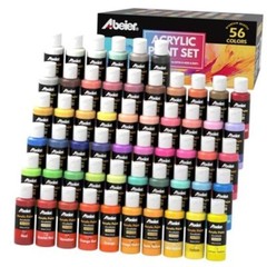ABEIER Acrylic Paint Set, 56 Colors (2oz/60ml), Matte Finish, Waterproof, Rich