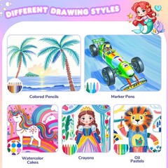 Art Supplies Kit for Ages 4-12,Mermaid Art Case Coloring Set,Drawing Kits wit…