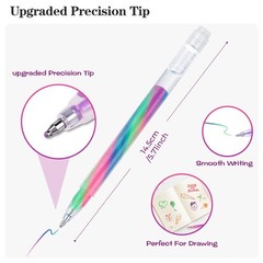 12 PCS Rainbow Glitter Gel Pens Mixing 3 Colors Magic Swirl Ink Art Coloring