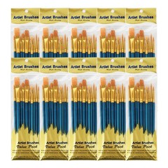 10 Pack 100 Pcs Paint Brushes Set, Nylon Hair Brushes for Oil and Watercolor,…