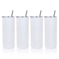Sublimation Tumbler 20oz Skinny Straight, 4 Pack White Triple-Wall Vacuum Ins…