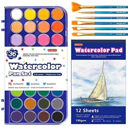 43 Pack Watercolor Paint Set, 36 Colors Watercolor Paint Pan Set with 6