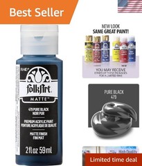 Artist-Quality 2 fl oz Pure Black Acrylic Paint – Matte, Non-Toxic, Made in USA