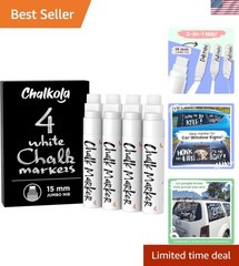 White Jumbo Chalk Markers – 15mm Window Markers | Pack of 4 White Pens – Use …