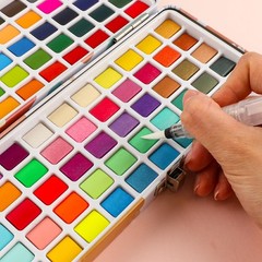 100 Colors Watercolor Paint Set – 50 Regular, 35 Metallic, 10 Macaron and 5 F…