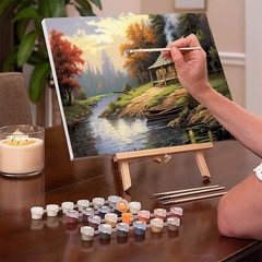 MaiMMaledy Paint by Numbers Kit for Riverside Cabin 12x8inch,