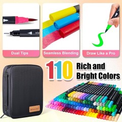 Artistic Expression with 110 Multicolor Dual Tip Markers – Perfect for Journals