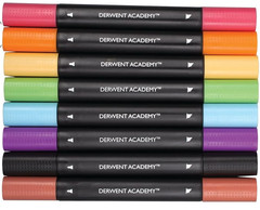 Derwent Academy Twin-Tip Markers, Chisel and Fine Tip FREE SHIPPING