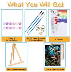 Mushroom Paint by Numbers Kit for Adults Beginners- DIY Acrylic Stained Glass…