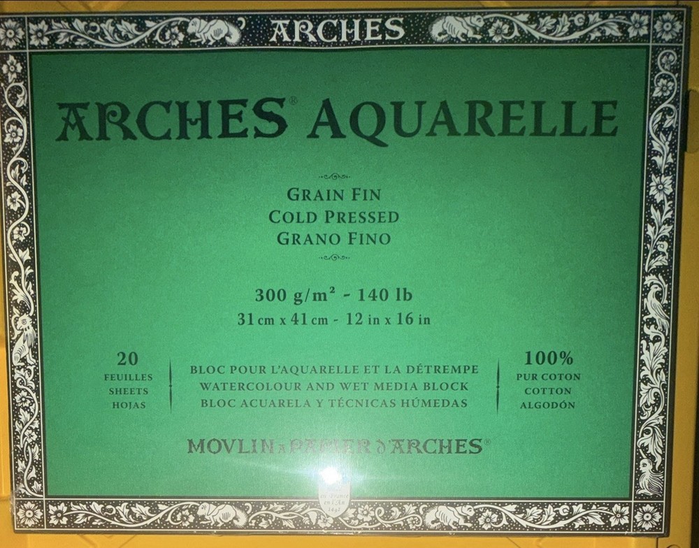 Arches 12×16” Paper Pad 140 lb pound Cold Press Block