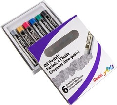 Pentel Arts Metallic Oil Pastels 6 Count (Pack of 1),