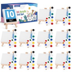 10 Set Mini Canvas Painting Kit, Minis Acrylic Paint Set, St. Patrick’s Party…