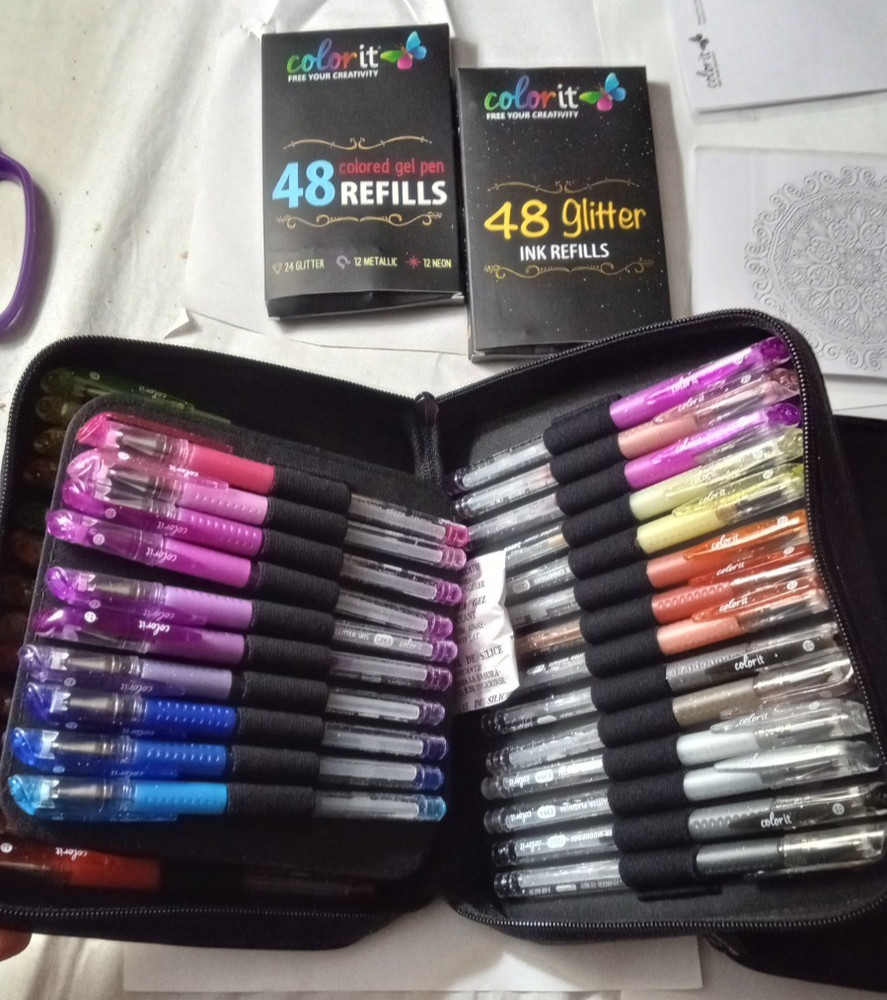 Colorit Gel Pen Combination Pack – 96 Gel Pens, 96 Ink Refills, 2 Travel Cases
