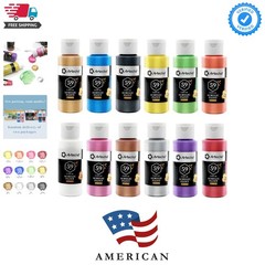 Acrylic Paint Set, 12 Metallic Colors Bottles 59ml / 2oz Art Craft Paints for…