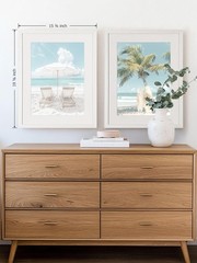 Framed Coastal Beach Wall Art Set of 2 – Relaxing Beach Scene ropical Vaca