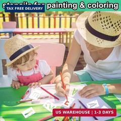 Augshy 2 Inch Letter Stencils for Painting, 56 Pcs Reusable Interlocking Letter
