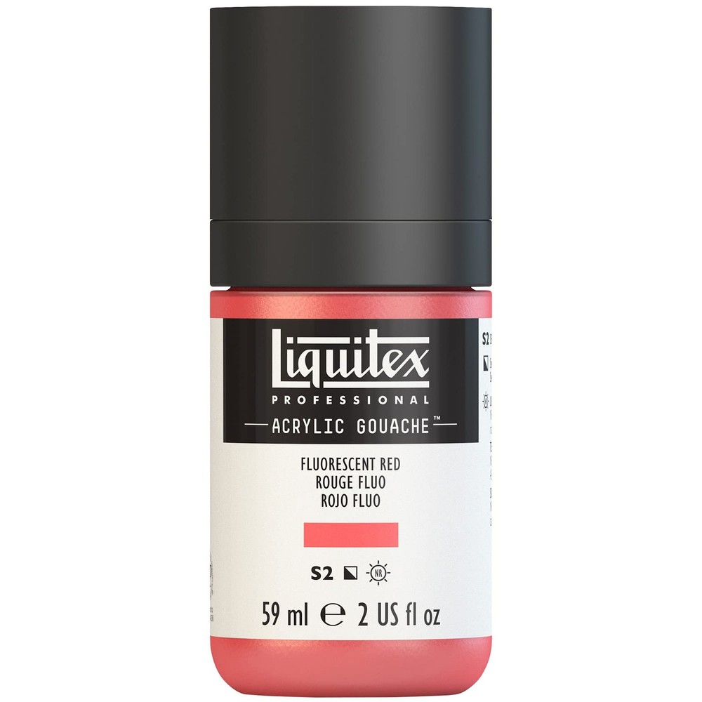 Liquitex Acrylic Gouache Fluorescent Red 2 Oz Water Resistant Matte Paint