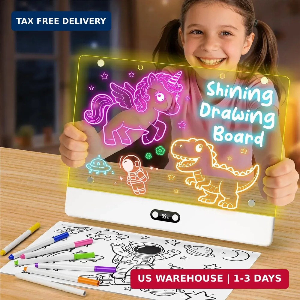 High Grade Led Drawing Board for Kids with 8 Light Effects, 16″ Rechargeable Wir