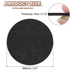 2.5 Inch Diameter Lamp Base Felt, 12Pack 3mm Thickness Round Felt, Black