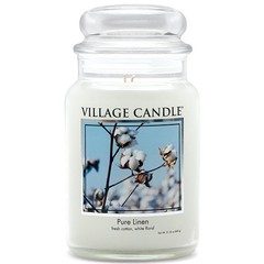Village Candle Pure Linen Large Glass Apothecary Jar, Scented 21.25oz, White