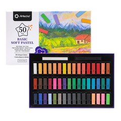 50pcs 48 Colors Soft Pastels Set with Fluorescent Colors Square Chalk for Drawin