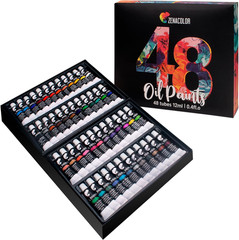 Zenacolor Oil Paint Set 48 X 12Ml (0.4Oz) Pack of 48 Tubes of Oil Paints