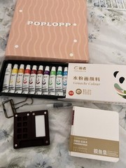Mini Watercolor Paint Set 12 Colors Travel Kit Wood Palette Brush Book Artist US
