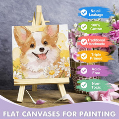 Canvas Boards for Painting 8X8, 6 Pack Canvases for Painting Primed Acid Free Bl