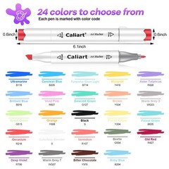 Alcohol Markers, 24 Colors Art Coloring Marker Set Fine & Chisel Dual Tip Dra…