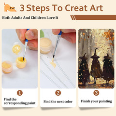 Fall Paint by Numbers Kit for Adults, Witch Paint by Numbers, Adult Paint by Num