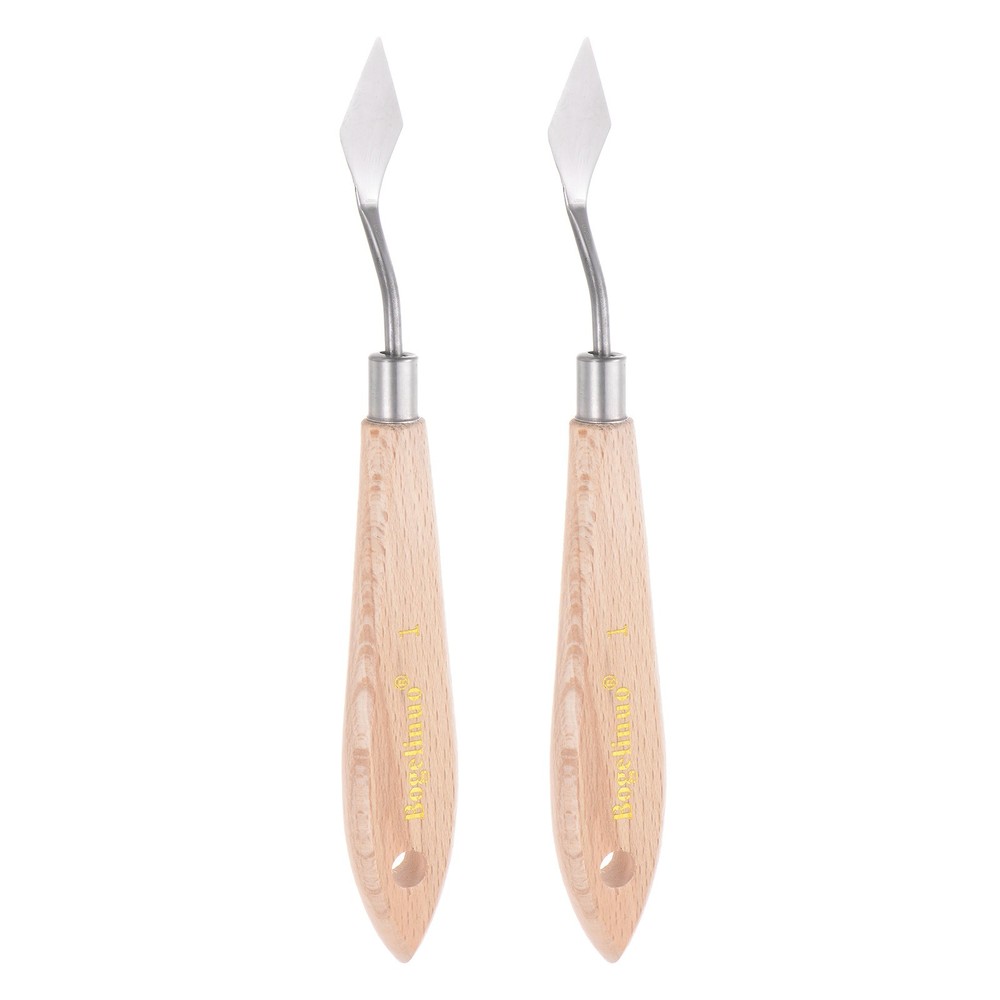 2pcs No.1 Painting Palette Knives Stainless Steel Spatula Beech Wood Handle