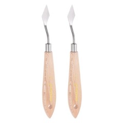 2pcs No.1 Painting Palette Knives Stainless Steel Spatula Beech Wood Handle